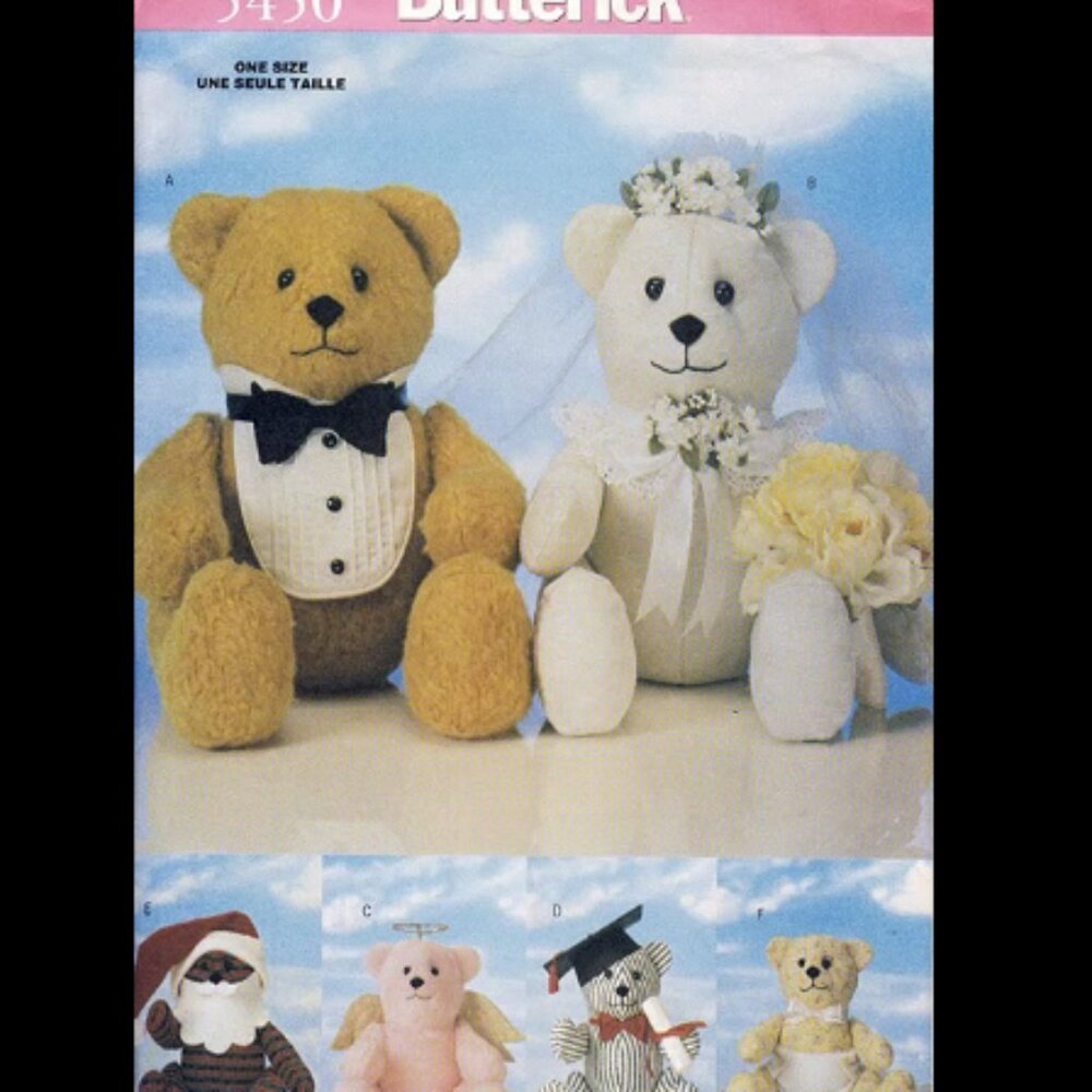 Butterick Sewing Pattern 5450 Stuffed 18" Special Occasion Bear
